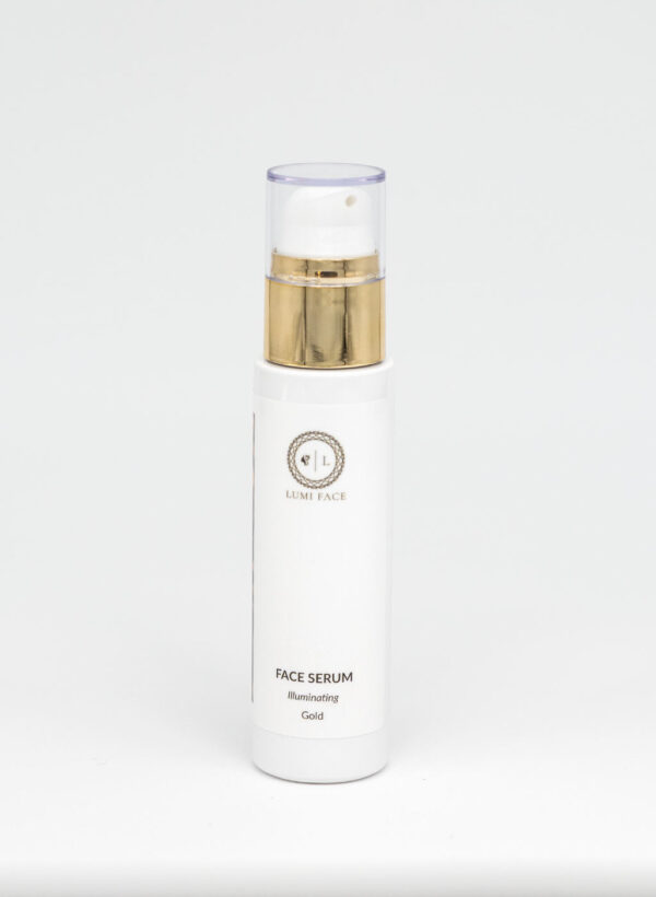 Face serum containing precious nourishing, moisturizing, and illuminating Gold;